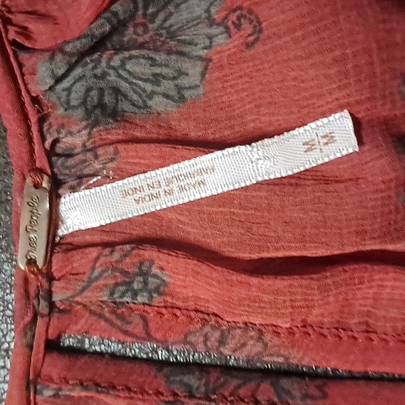 Free People Red Sunsetter Bell Sleeves Mini Dress Size M - Picture 7 of 8